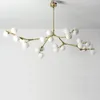 シャンデリアの木の枝が導かれたシャンデリアガラスボール分子ライトリビングルームの装飾ダイニングベッドルーム照明器具
