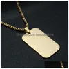 Pendant Necklaces Trendy Classic Smooth Tag For Mens Fashion Simple Casual Party Jewelry Gift Drop Delivery Pendants Dh5Ie