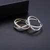 Bandringen mode heldere kubieke zirkonia criss criss cross micro plave setting x vorm ring voor vrouwen sieraden geschenken