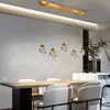シャンデリアイラランK9ベッドルームのためのクリスタルダイニングバルコニーバールーム装飾ランプゴールドワイヤーハンギング天井ライト