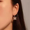 Dos boucles d'oreilles mode luxe cristal papillon pince or argent couleur pour femmes mignon Animal fille bijoux