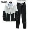 Mens Tracksuits Men Tracksuit Casual Spring Autumn Patchwork Mens Sportswear Set Zipper Pocket JacketSpants Two Piece Sets Male Fashion 230114