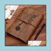 Notepads 165X235Mm Travelers Vintage Pu Leather Blank Kraft Diary Notebook Journal Sketchbook Stationery School Office Supplies Drop Otuyq