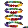 Charm Armbänder 7 Chakra Naturstein Armband 8mm Yoga Perlen Handgemachte Hand Saiten Armreif Für Frauen Männer Modeschmuck DHS G115S Dhkwk