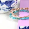 Braccialetti con ciondoli Design Moda Gioielli estivi Colori mix all'ingrosso 6Mm Crystal Jade Square Beads Rame Braiding Drop Delivery Dh081