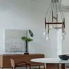 Lampadari Porada Lampadario Nordico Semplice Lustro in legno Italiano Retro Villa El Decorazione Tavolo da pranzo in vetro Lampade a sospensione