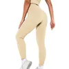 Kvinnors leggings solid färg kvinnor avslappnad ribbad hög midja atletiska byxor träning pushing upp springa snabb torkningssträcka 4