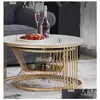 Meubles de salon Fabrication d'usine nordique léger en marbre de luxe Créatif Table basse de base en acier inoxydable
