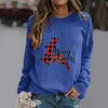 Damen Hoodies Weihnachtsdruck Plaid Rentier Damen Damen O-Ausschnitt Pullover Top Streetwear Sweatshirts Sudaderas Con Capucha Hoodie