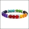 Charm Armbänder 7 Chakra Naturstein Armband 8mm Yoga Perlen Handgemachte Hand Saiten Armreif Für Frauen Männer Modeschmuck DHS G115S Dhkwk