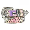 AA112ラインストーンベルト女性デザイナーの光沢のあるダイヤモンドウエストバンドビーズスカルヘビ皮の手作りパーソナライズされたパンクスタイル飾り