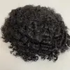 Braziliaanse maagdelijk menselijk haar stuk zwarte kleur losse golf 8x10 mono met pu toupee voor zwarte mannen