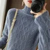 Женские свитера 2023, осенне-зимний кашемировый свитер, женский блузка с высоким воротом в стиле ретро, шерстяная модная универсальная нижняя часть