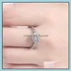 With Side Stones Ailmay Dazzling Sparkling Engagement Finger Rings Authentic Clear Zircon Fine Female Fashion Jewelry Sier Ring Drop Dh9Aj