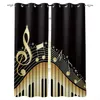 Curtain Piano Keys Note Music Yellow Gradient Window Curtains For Living Room Bedroom Modern Home Decoration Kid Drapes