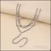Ketten Mode Fl Strass Kette Doppelschicht Halskette Schmuck für Frauen Aussage Lange Quaste Halsreifen Luxus Ausschnitt Drop Delive DHFSY