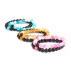 Set di braccialetti a distanza per coppie di design con perline all'ingrosso 10 set / lotto 8 mm bracciale in agata opaca e pietra resistente agli agenti atmosferici per l'amante Drop Deliv Dhv0Z