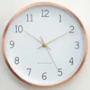 Wall Clocks Simple Modern Fashion Young Rose Gold Exquisite Pointer Metal Quartz Clock Home Decor