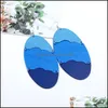 Cuelga la lámpara Afro Pendientes de madera Mticolor Impresión Gota para el oído Color de empalme Declaración para mujer Madera Oval Charm Hoop Jewelry Whol Dhdgn