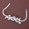 Link Bracelets Exaggerated Full Rhinestone ANGEL BABY Letter Bracelet Bangle Hand Jewelry For Women Luxury Crystal Charm Ankle