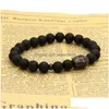 Bracelets de charme bijoux religieux 10pcs / lot Tête de bouddha digne digne avec des perles de pierre d'agate mate naturelle 8 mm Livraison Dhrfu