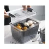 Storage Boxes Bins Kitchen Plastic Box Fruit And Vegetable Drainer Fridge Mtifunctional With Lid Freshnesskee Containers Drop Deli Dhzac