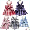 Dog Apparel Plaid Dresses Skirt With Leash Summer Vest Soft Breathable Polyester Shirts Pet Cats Dogs Clothes Skirts Vests Drop Deli Dhigf