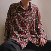 Men's Casual Shirts Vintage Style Rose Printing Long Sleeve Chiffon Floral Printed Loose Fashion Coats Camisa MasculinaMen's