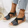 Sandals Women Casual Slippers Slip On Strap Cross Shoes Plus Size 2023 Summer Buckle Wedges Weave Beach Open Toe