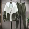 Mens Tracksuits Men Tracksuit Casual Spring Autumn Patchwork Mens Sportswear Set Zipper Pocket JacketSpants Two Piece Sets Male Fashion 230114