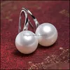 Cuelgue los pendientes de la perla de la manera de la lámpara 910Mm Cuchara de agua dulce natural oblata grande 925 Joyas de plata esterlina para las mujeres Regalo de la muchacha D Dho0A