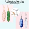 Hängen Hexagonal Crystal Pendant Necklace Natural Quartz Stone Healing fl Wire Wrap Gemstone For Women Girls Elegant Colors Drop de Ampal