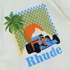 RHUDE Designer Plus taille T-shirts Unisexe T-shirts poids lourd Big T-shirt vintage Hip Hop Surdimension Tee Femmes Men de courtes manches Street