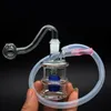 Mini brûleur à mazout en verre bang Bubbler dab rigs recycleur Bongs Ash Catcher Hookah Pipe avec tuyau de brûleur à mazout mâle et accessoires pour fumeurs