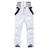 Pantalon de Ski hommes femmes blanc rose Ski coupe-vent imperméable chaud Couple neige pantalon hiver snowboard avec Protection de la taille