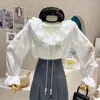 Women's Blouses Niche Design Women 2023 Summer Beaded Lace Crochet High Sense Round Neck Slim Shirt Top Blusas Mujer De Moda