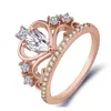 Anillos de banda Corona de lujo Zirconia Zircon Ring Womens Wedding Party Crystal Jewelry para mujeres Drop Delivery Dhefo