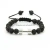 Charm armband sport grossist 8mm lava rock sten p￤rlor med skivst￥ng fitness hantel rame f￶r m￤n droppleverans smycken dh6fk