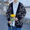 Männer Pullover Männer Pullover Strickjacken Frühling Herbst Mode Argyle Print Tops einreiher V-ausschnitt TopsHerren