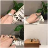 Charm Bracelets South Korea Han Edition S925 Pure Sier Fashion Temperament The Black Agate White Hoard Of Personality Open Ring Must Dhsxa