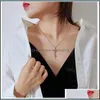 Pendant Necklaces Trust Cross Religion Necklace Girls Women Letter Chokers Statement Card Jewelry Gift Sier Gold Color Drop Delivery Dhdav