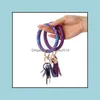 Nyckelringar Kedja Personlig läder -armband Nyckelringarmband Armband Bangle Keyring Lätt Tassel O Form KeyFob Q7FZ Drop Dh9sh