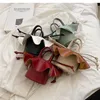 Shoulder Bags Ruffles Design Lovely Spliced Bucket Bag Small Pu Leather Women's Cute Girl Crossbody Daily Handbag