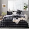 Bedding Sets MIDSUM Plaid Set Duvet Cover Bed Sheet Pillowcase Reversible Soft Quilt Nordic Twin Size Home Dormitory Bedclothes