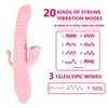 Sexleksaker massager för kvinnor teleskopisk värme kanin vibrator vagina anal stimulering muntlig 20 hastigheter tungslickande dildo
