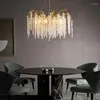 الثريات Morden LED Art Strip Crystal Branch Branch Lamp Lamp Villa Hall Hanging Light Home Decor