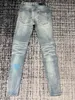 2023 Nouveaux jeans bleus de designer skinny déchirés en détresse pour hommes ~ US TAILLE 30-38 jeans ~ slim moto moto biker casual pantalons en denim jeans hip hop