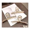 Fermagli per capelli Barrettes Gioielli di moda Forcina in metallo per le donne Perla finta Clip con strass Semplice Pin di squalo Lady Girl Testa posteriore Barre Dhdev