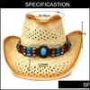 Cappelli a tesa larga Uomo Cowboy St Cappello da viaggio all'aperto Berretto da spiaggia Western Knight Caps Donna Uomo Cappellino da sole Protezione solare Primavera Estate Drop De Dhibq