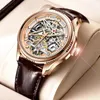 Montres-bracelets LIGE Hommes Mécanique Automatique Montre Tourbillon Creux Montres Auto-Vent Homme Montre-Bracelet Étanche